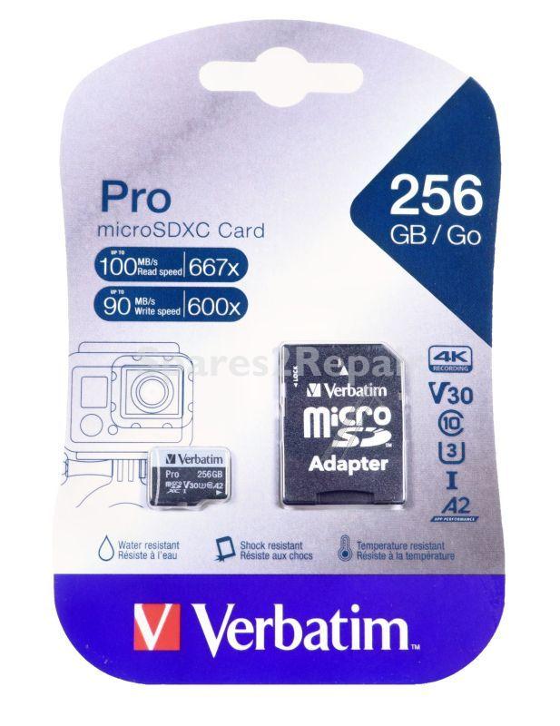 Verbatim Memorycard - Micro Sdxc Card Pro U3 C10 A2 256gb Incl Adaptor