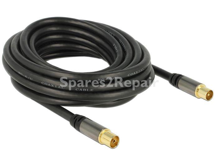 Delock Aerial Connecting Cable - Antenna Cable Iec Plug > Iec Jack Rg-6-u 5 M Black